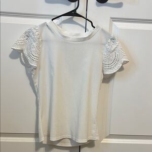 White Eyelet Sleeve Women's Top